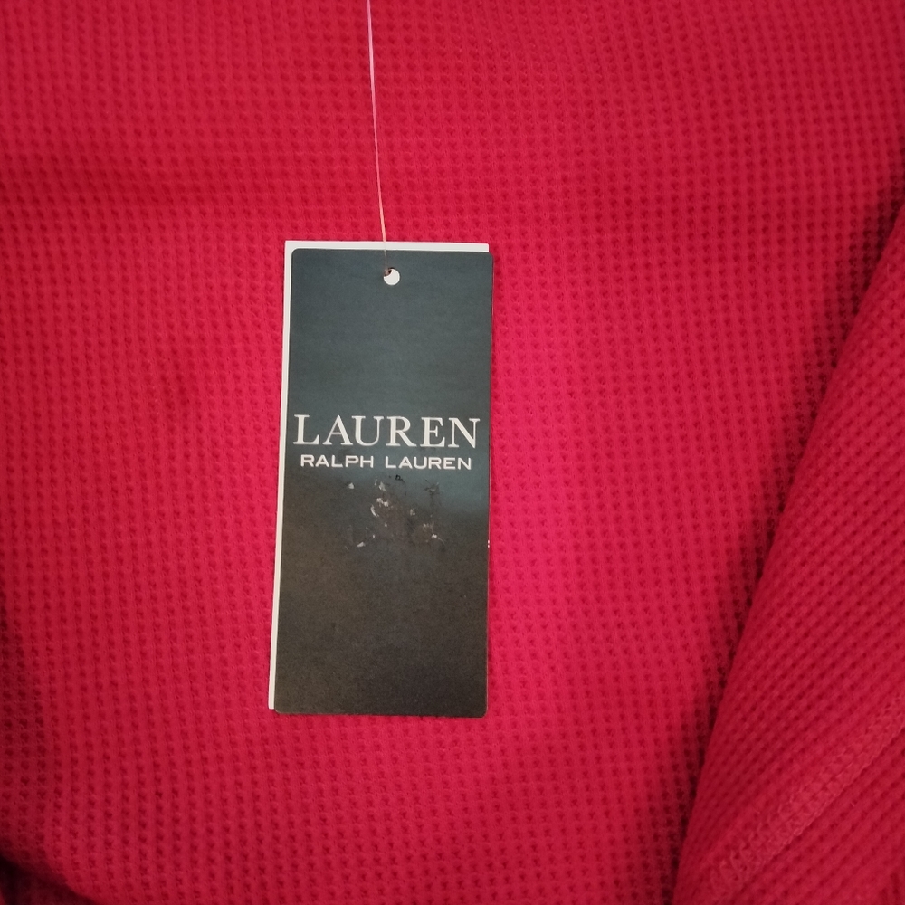 NWT L Ralph Lauren Red Waffle Knit Open Jacket - Picture 3 of 13